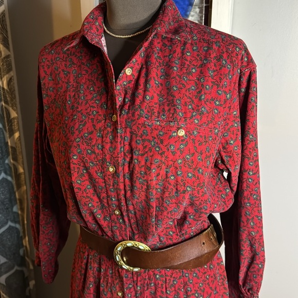 Eddie Bauer Vintage Floral Corduroy Maxi Dress SZ Small Petite - Picture 3 of 11